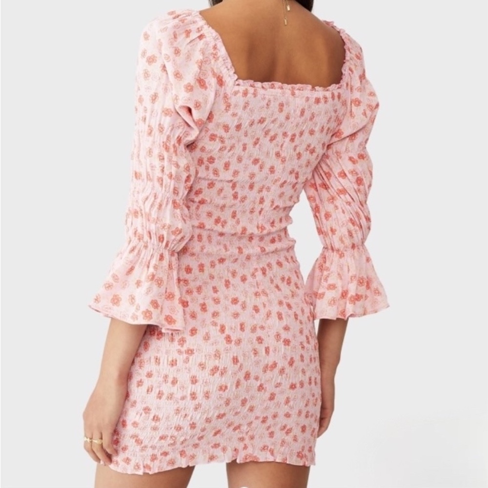 COTTON ON 70s floral shirred bodycon mini dress elastic 100% plastic! - Picture 8 of 10